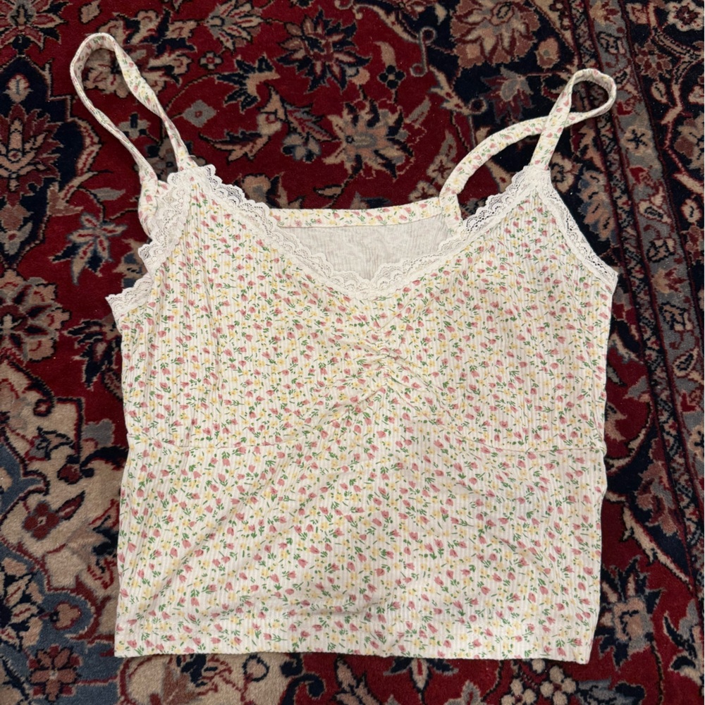 Floral Lace Trimmed Top